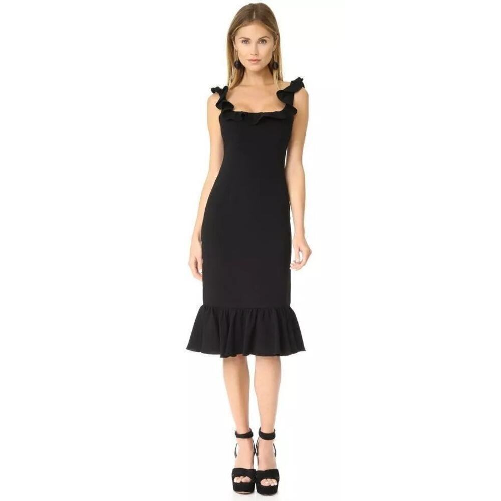 CINQ A SEPT Opalina Ruffle Black Dress Size 2 LBD Party Cocktail Sexy